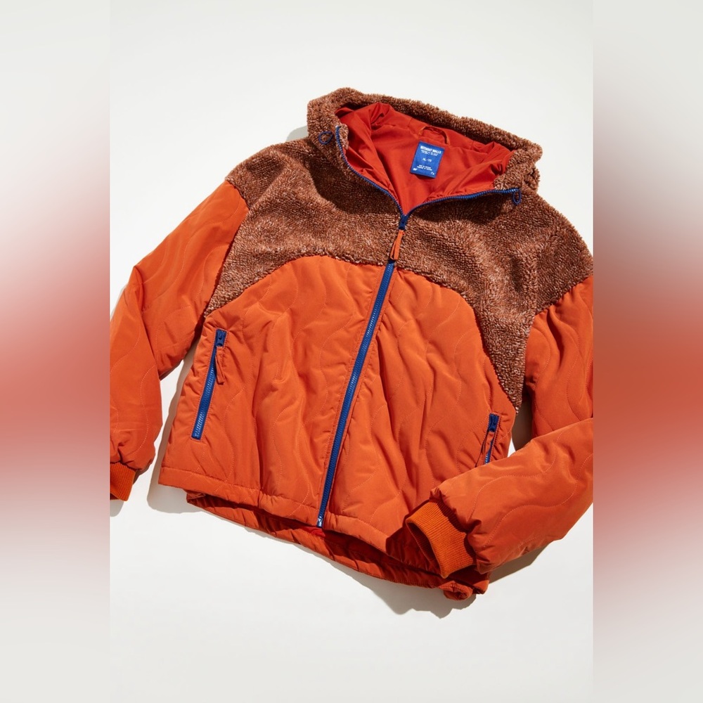*NEW* Fleece Jacket Urban Outfitters Without Walls Orange Fleece Quilt Jacket